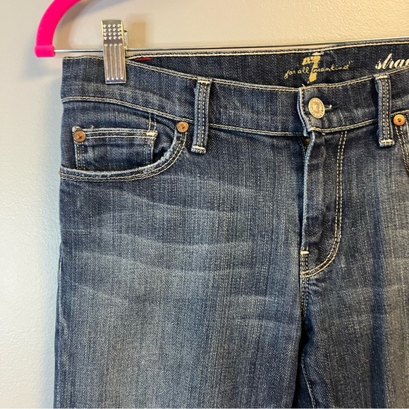 74AM Jeans 7 for All Mankind Straight Leg Denim Medium Wash Sz 28 EUC - Picture 3 of 10